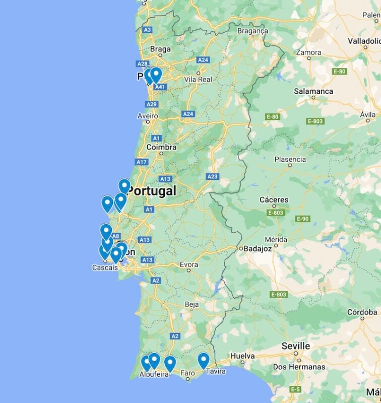 solo travel Portugal map