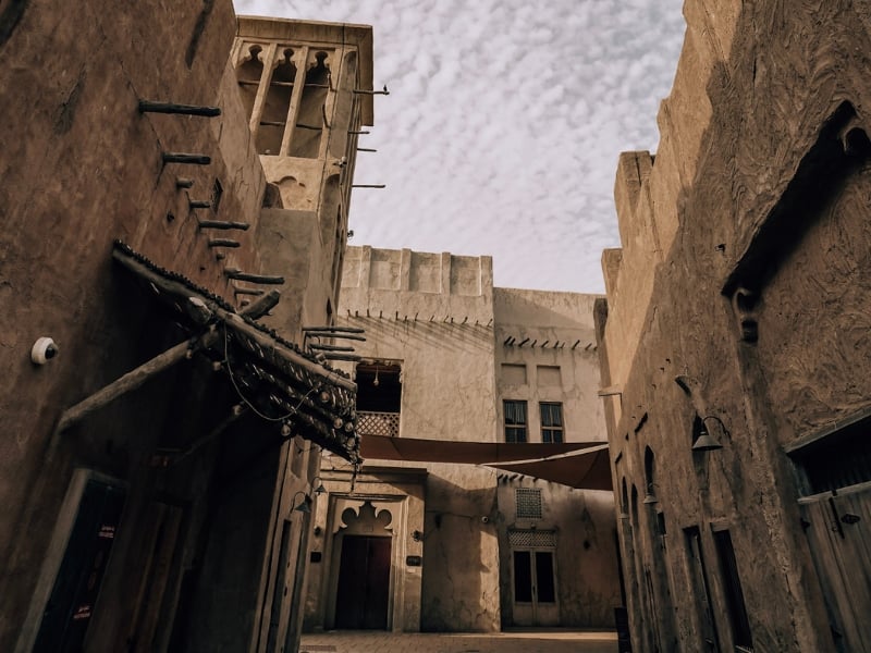 traditional architecture in Old Dubai's Al Seef area