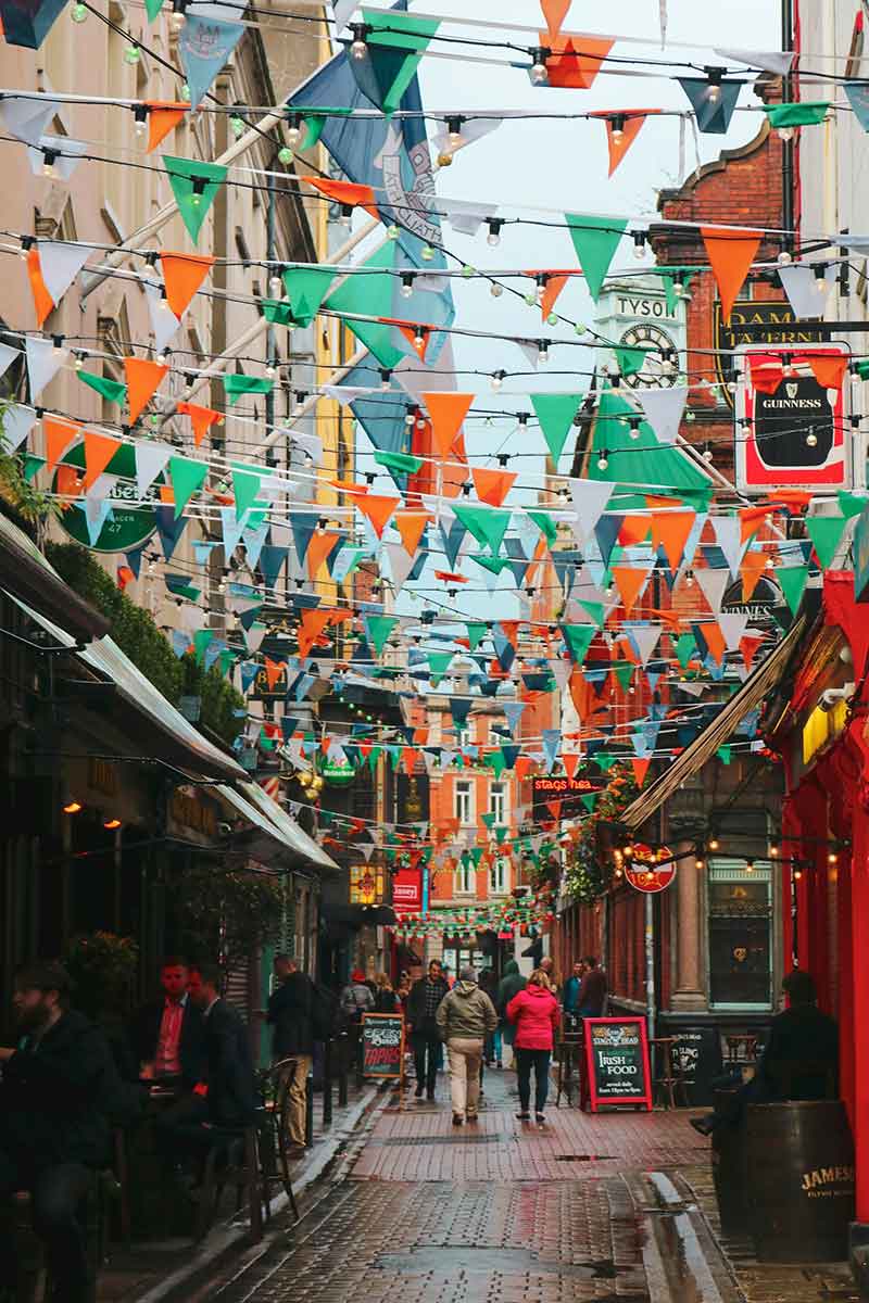 A street in the Temple Bar area in Dublin, Ireland.