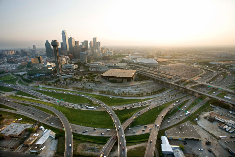 highways of downtown Dallas as seen from above