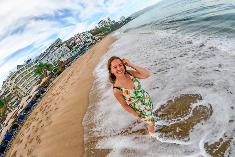 solo female traveler in Puerto Vallarta at Playa Los Muertos beach
