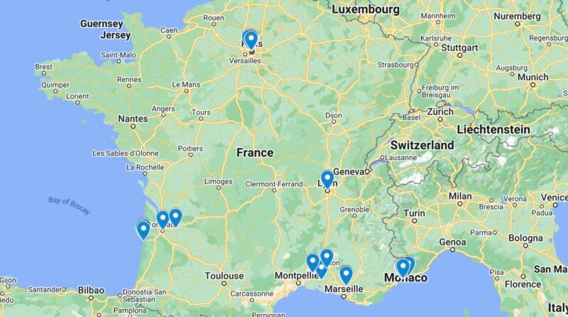 France solo travel map