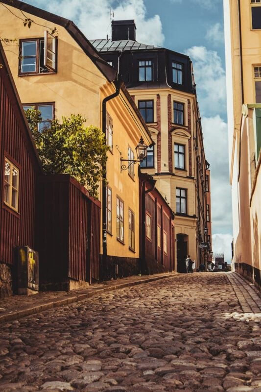cobblestoned streets of Stockholm