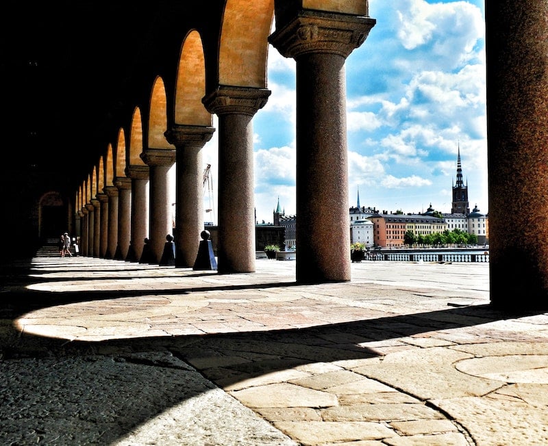 columns of City Hall in Stockholm