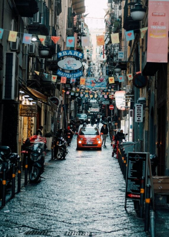 narrow street in Naples, Italy