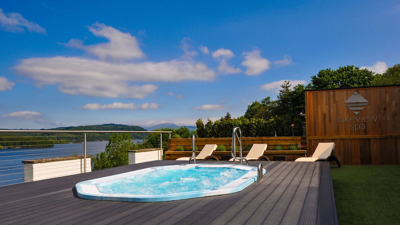 outdoor hot tub overlooking Lake Windermere at Beech Hill Hotel & Spa  in the Lake District