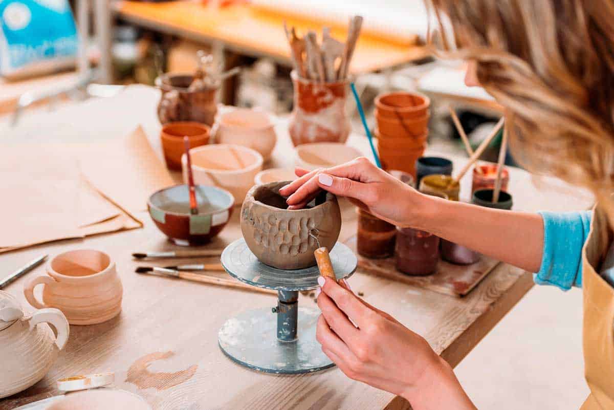 Learning pottery at a workshop in NYC.