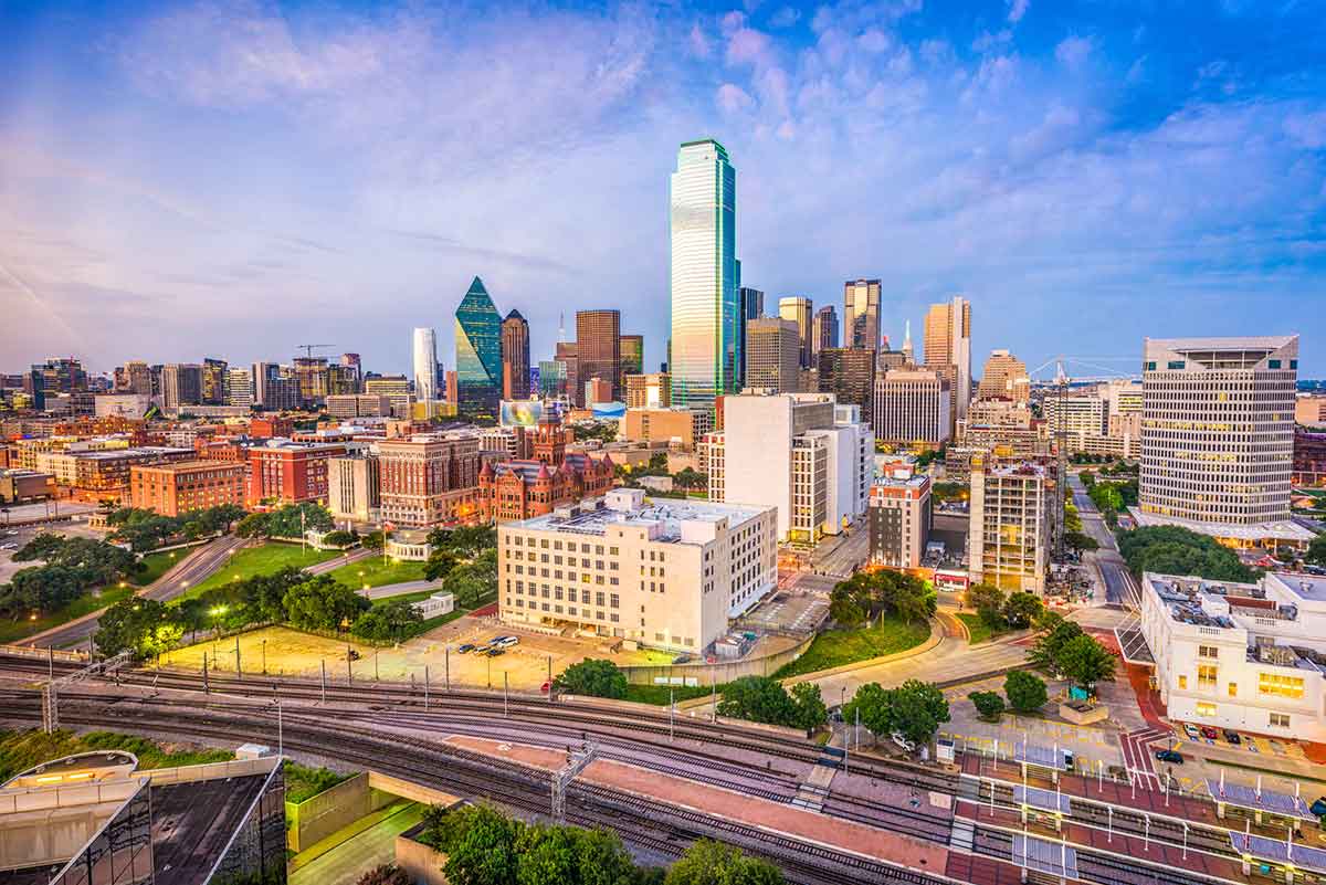 An aerial view of Dallas, Texas.