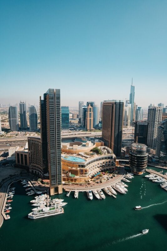 the Dubai Marina Mall as seen from above