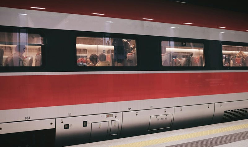 A photo of a train in Turin, Italy.