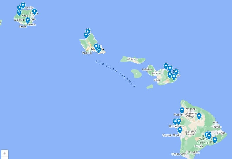 solo trip to Hawaii map
