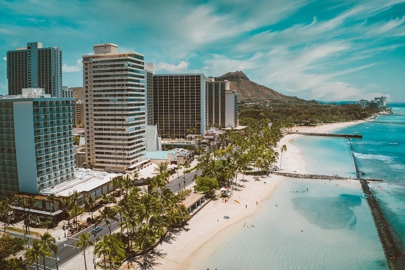 coastline and resorts along Waikiki Beach