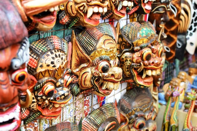 Balinese masks at Ubud Market