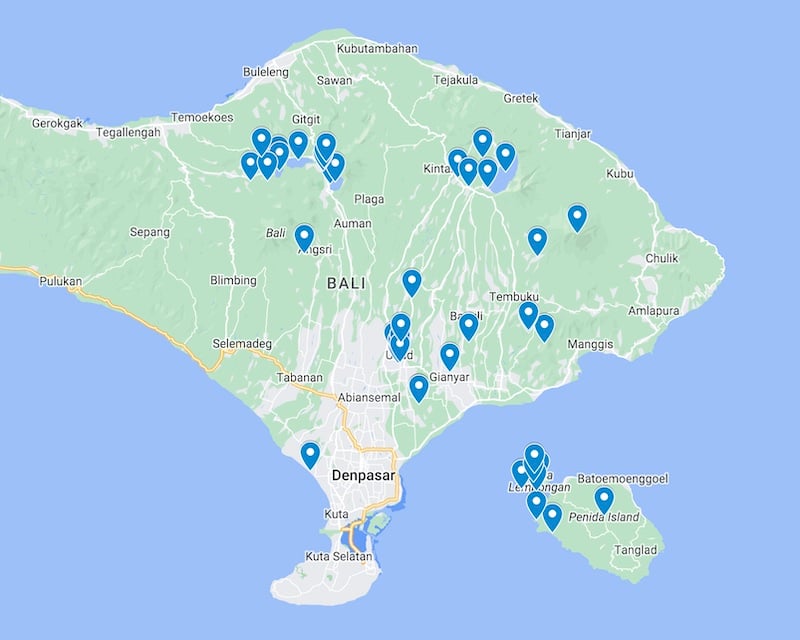7 day Bali itinerary travel map