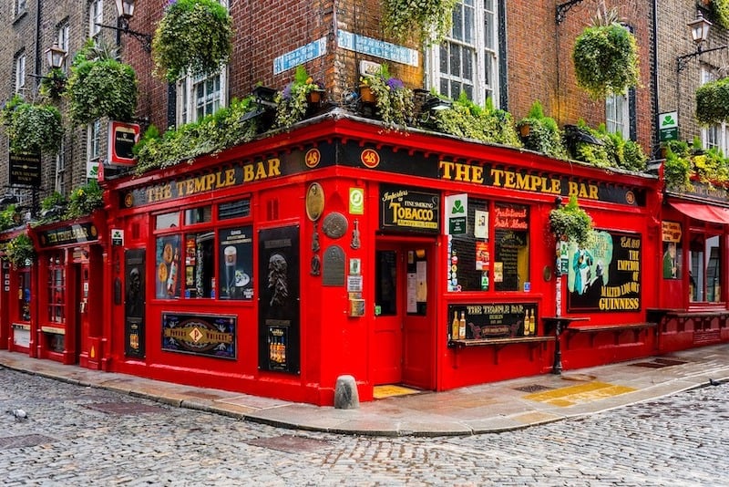 exterior of Temple Bar in Dublin, Ireland
