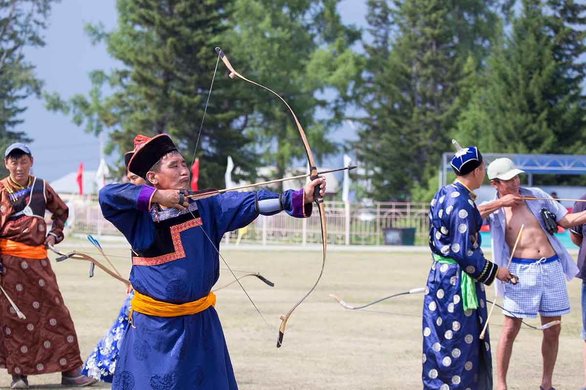 Archery competition during the Danshig Naadam Festival
