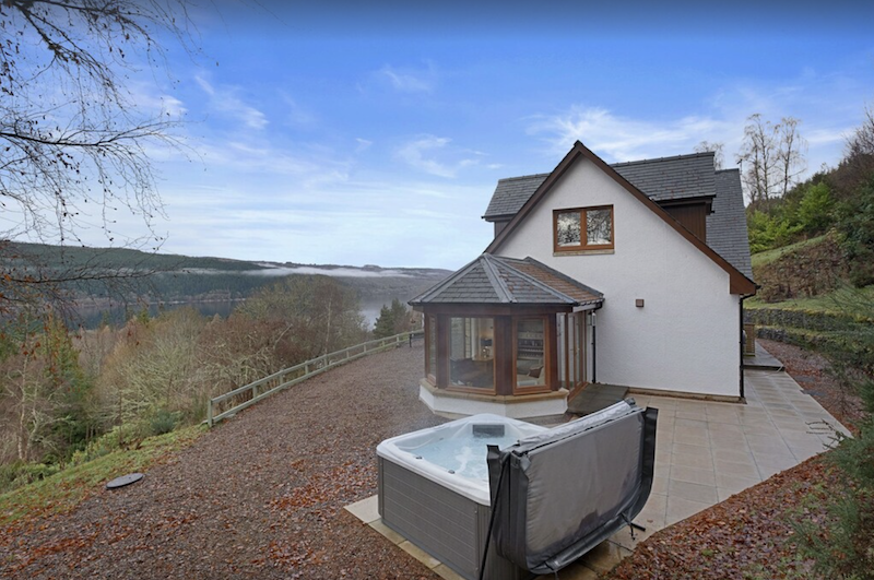 vacation rental in Loch Ness with an outdoor hot tub overlooking the forest and water