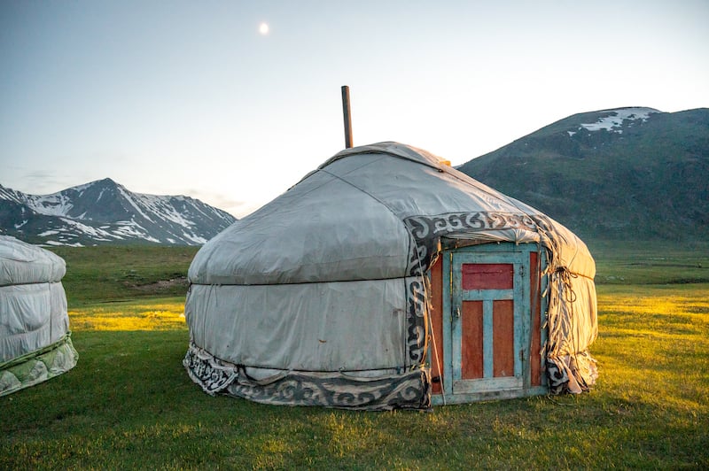 woman doing a ger homestay in the Altai Mountains during a Mongolia travel itinerary