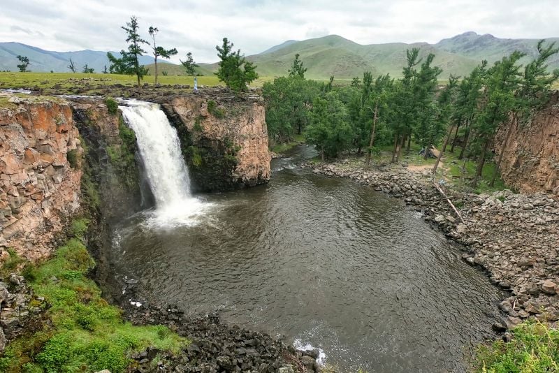 Orkhon Waterfall tourist attraction in Mongolia