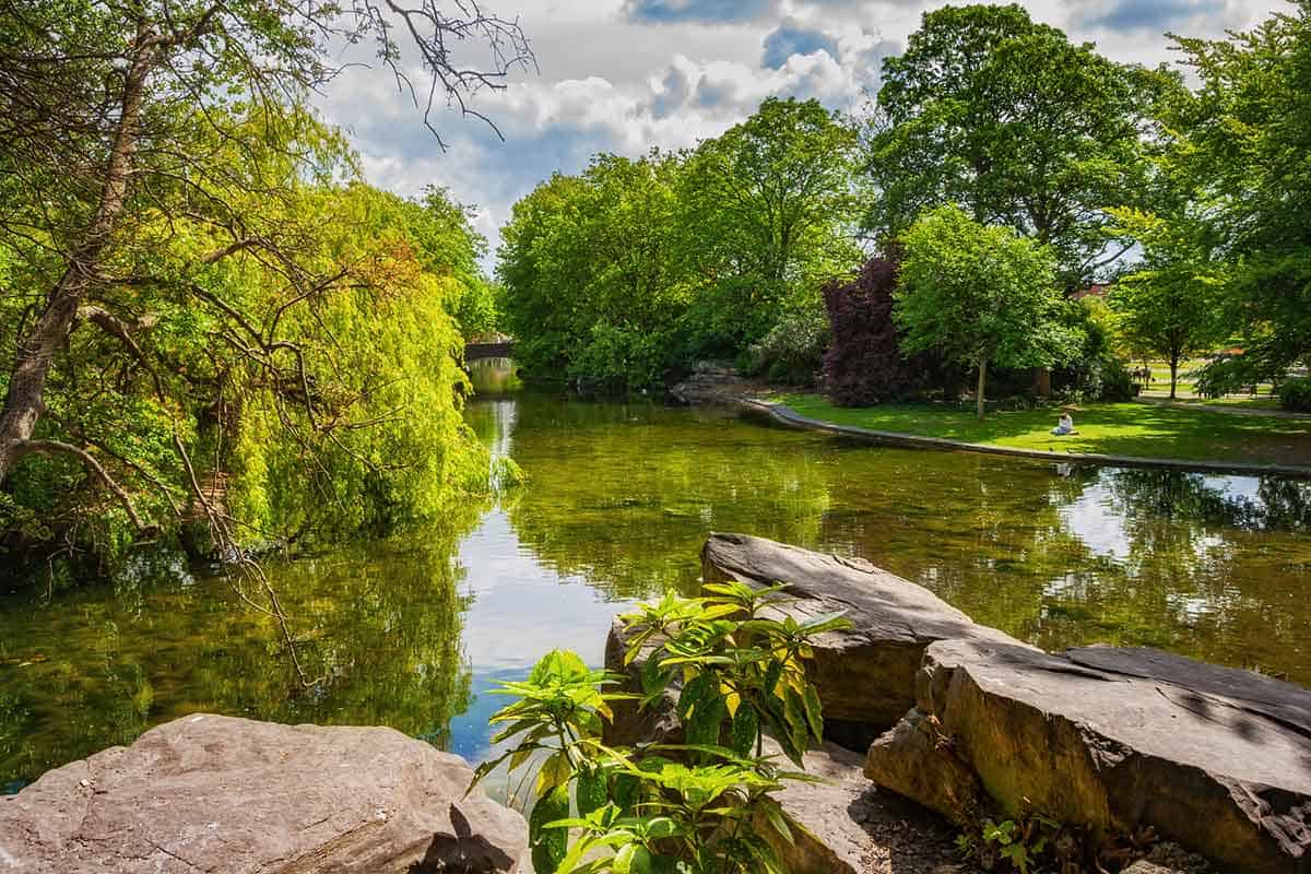 A photo of the lake at St Stephens Green Park in Dublin, ireland.