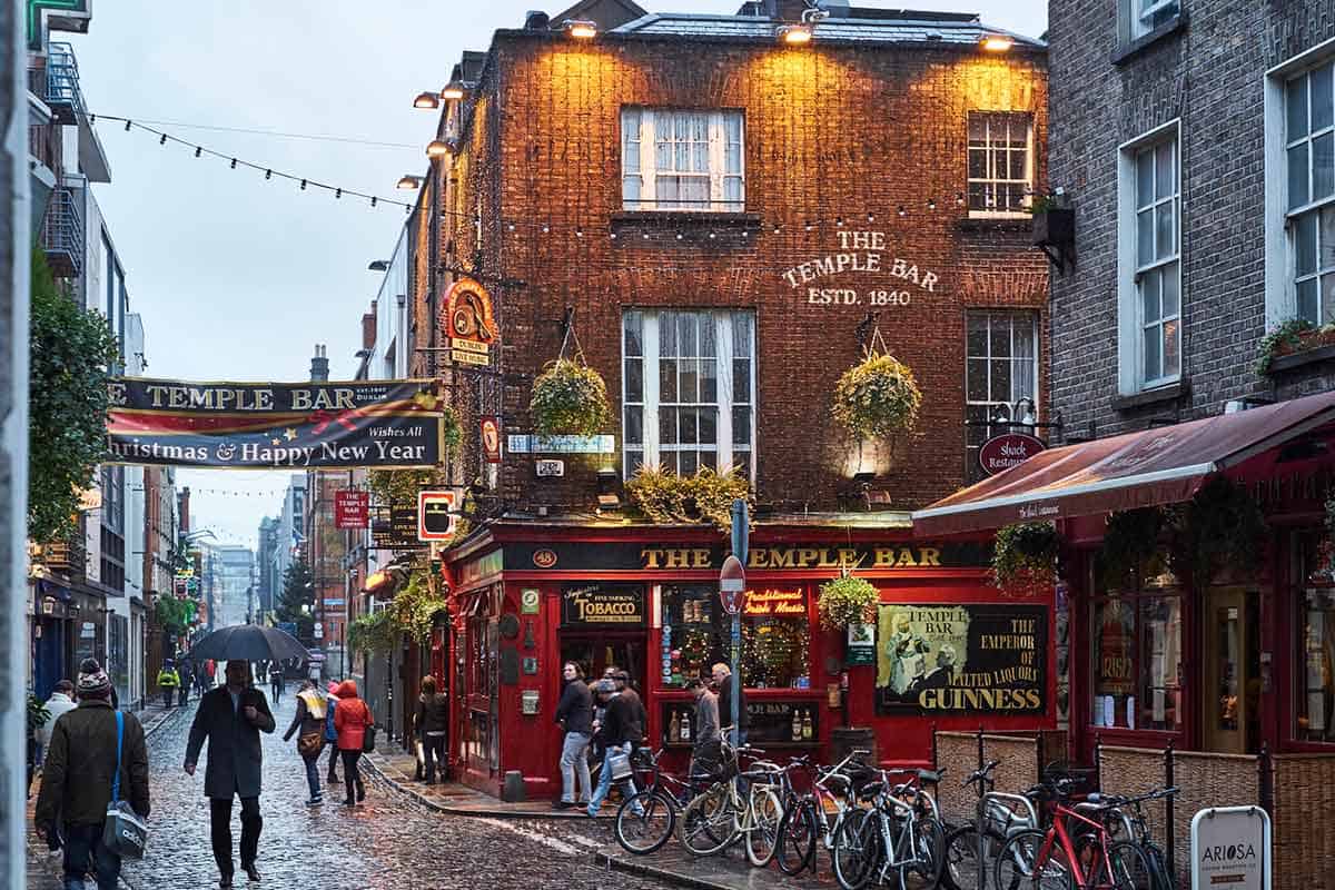 Temple Bar on a rainy day.