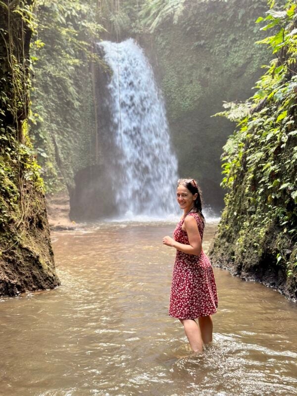 female traveler visiting Manuaba Waterfall during 3 days in Ubud, Bali