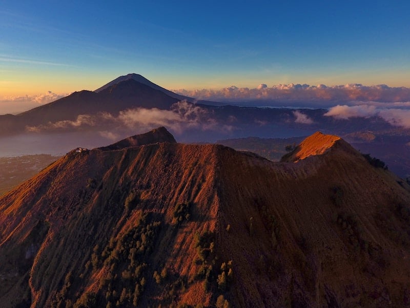 sun rising over Mount Batur