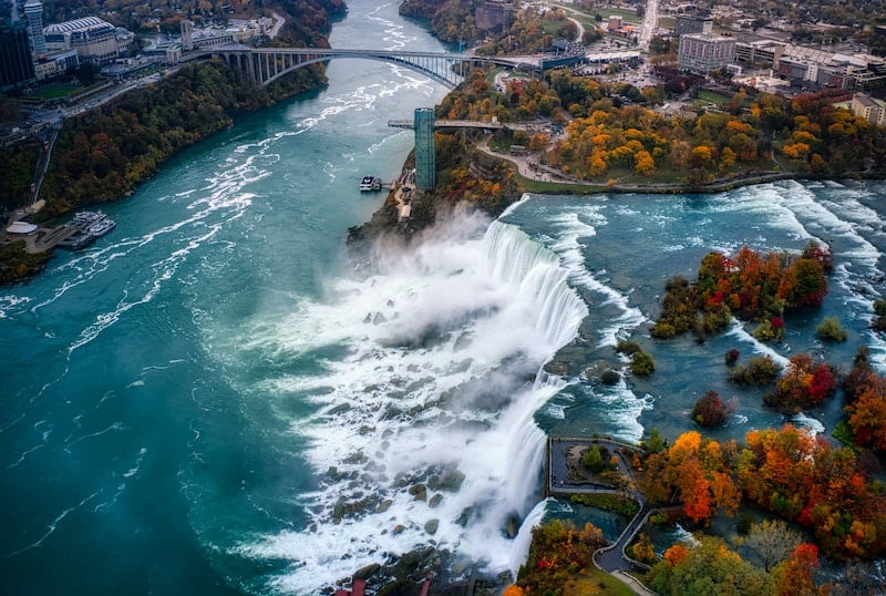 view of Niagara Falls from Goat Island in New York