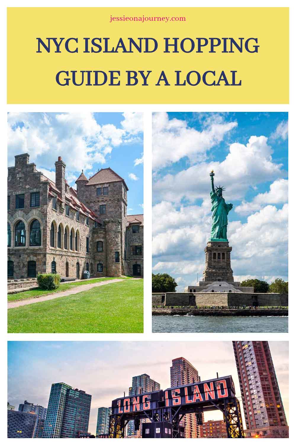 Pinterest pin that shows three NYC Islands.