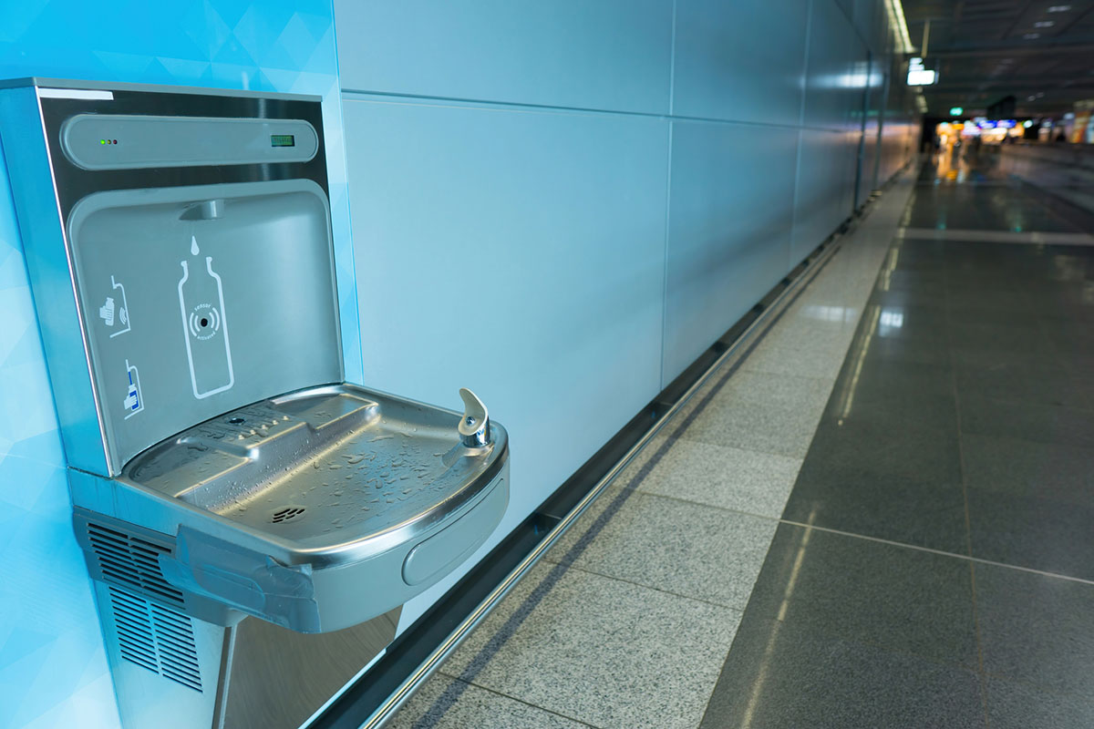 Bottle filling station at the airport.