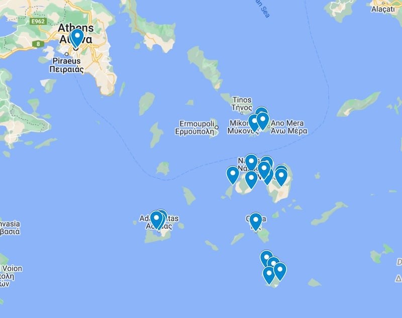 Greece solo travel map