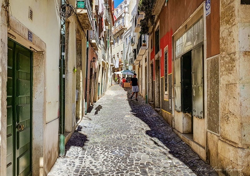 A cobbled street in Lisbon's historical center