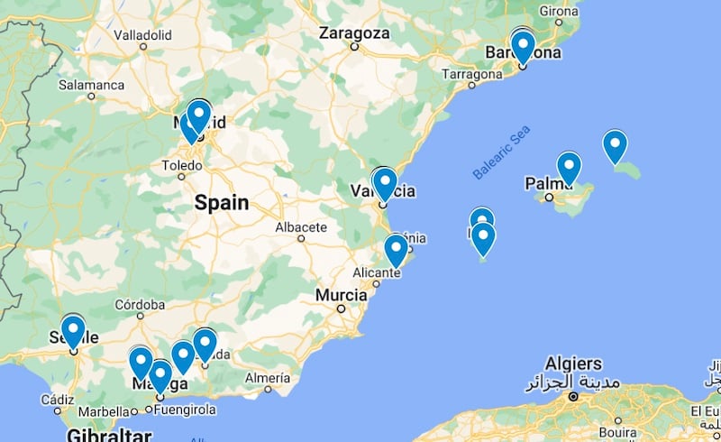 Spain solo travel map