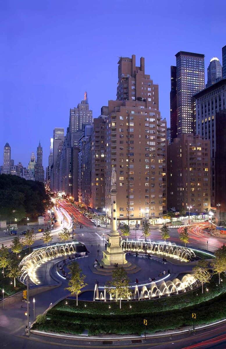 A view of Columbus Circle from the shops.