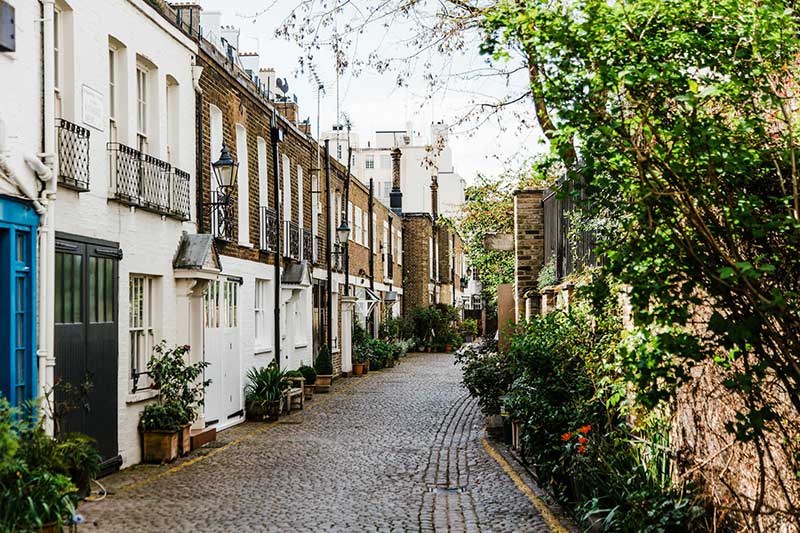 A street in Kynance Mews, London.