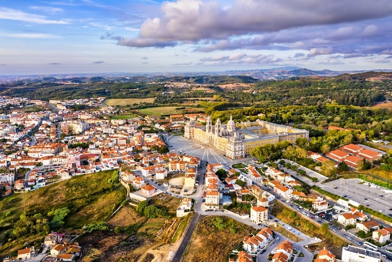 Aerial view of the National Palace of Mafra near Lisbon