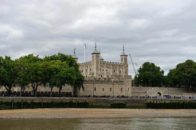 View of Tower of London from the River Thames.