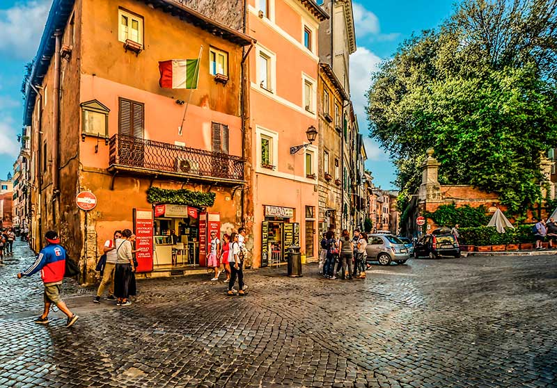 A photo of the Trastevere neighbhourhood in Rome in Italy.