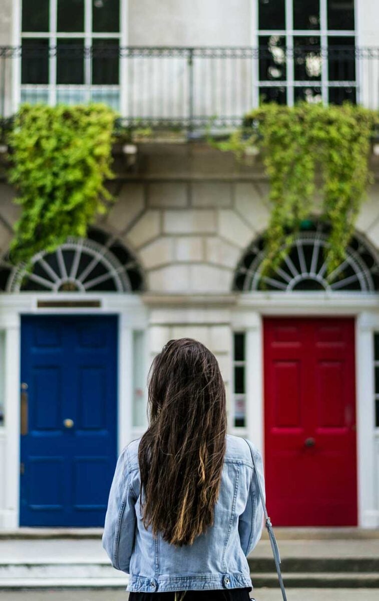 Woman in a street in London, United Kingdom.