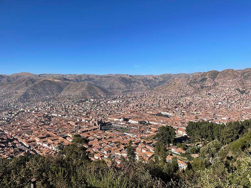 Aerial view over Cusco, Peru