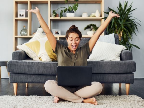 woman excited about affiliate marketing