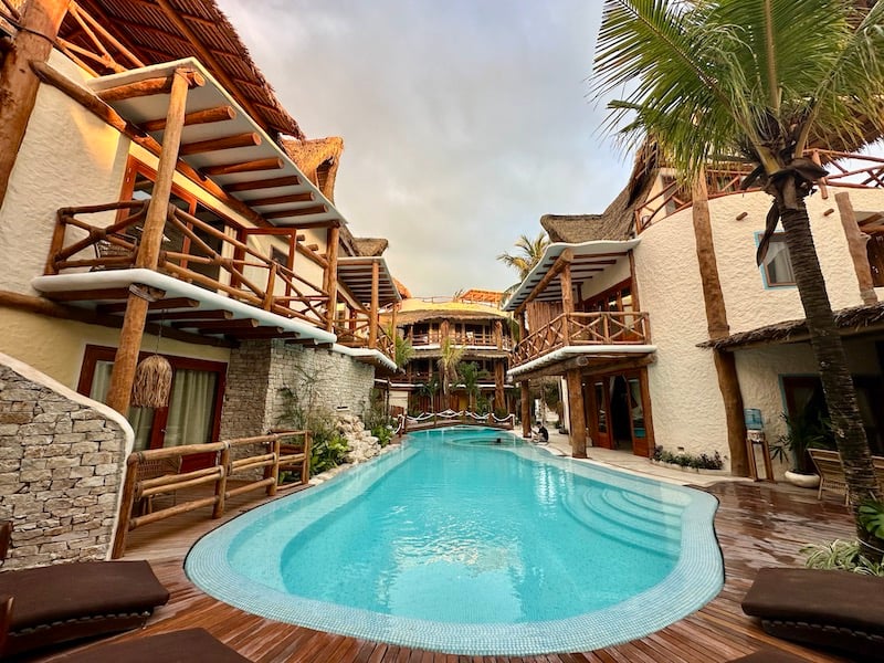pool at Hotel Casa Las Tortugas in Isla Holbox Mexico