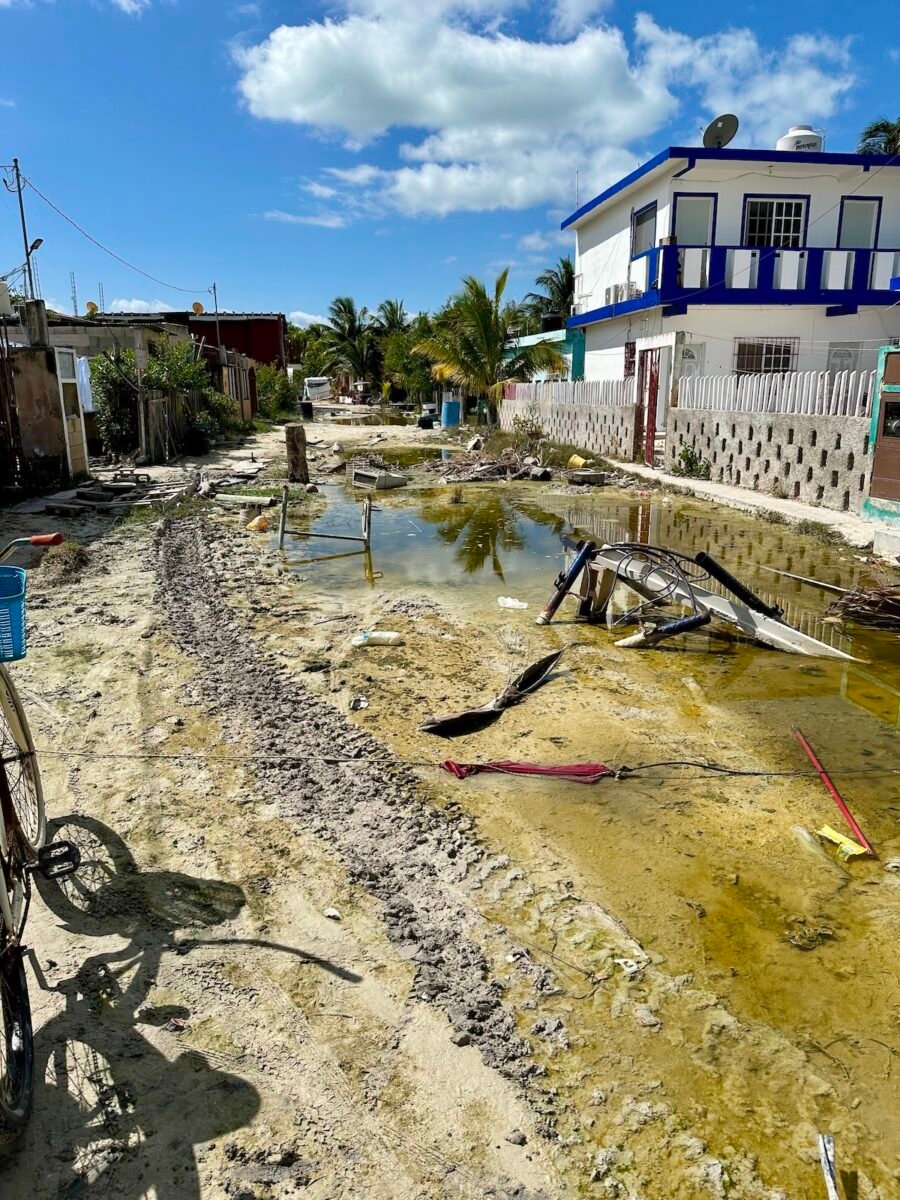 washed out roads in Isla Holbox, Mexico
