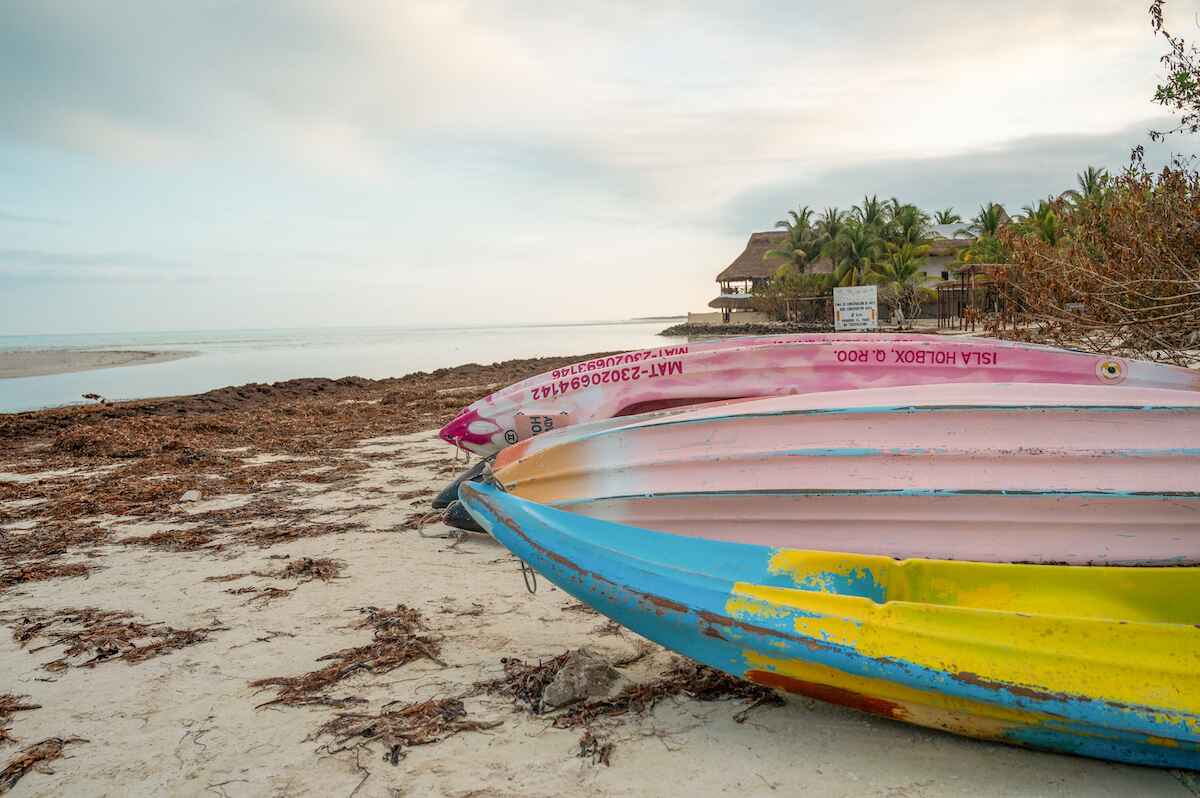kayaks at Mosquito Point in Isla Holbox, Mexico