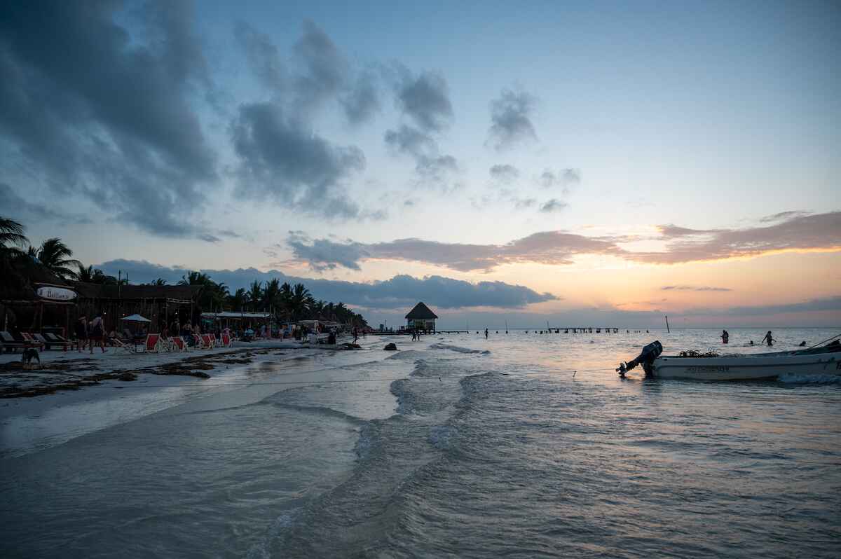 sunset on Playa Holbox in Mexico