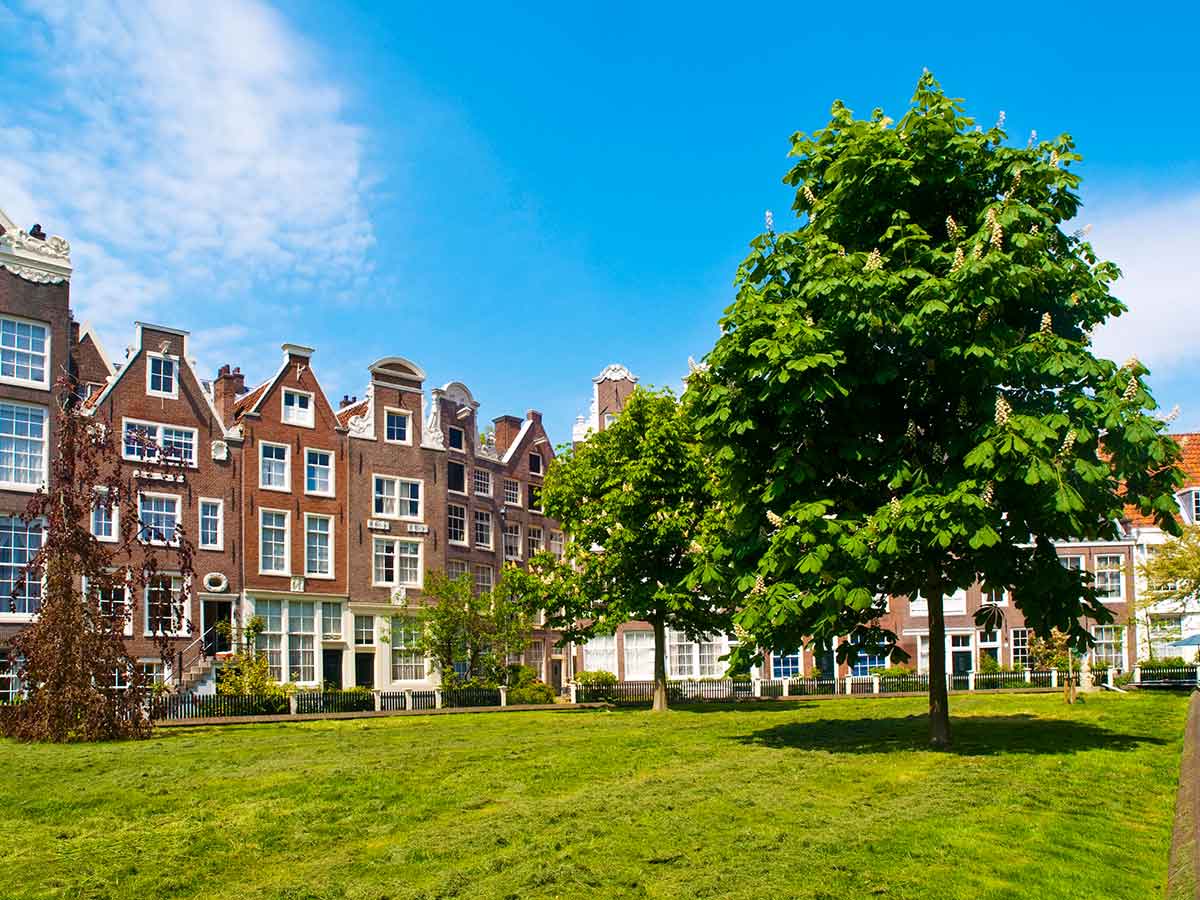 Historic homes within the Begijnhof in Amsterdam.