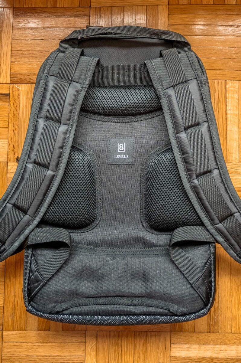 air-flow back padding of the LEVEL8 Atlas Laptop Backpack