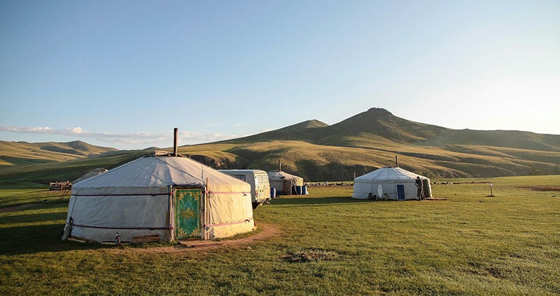 Yurts in Mongolia.
