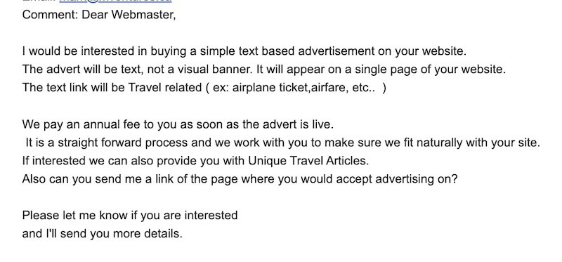 spammy sponsored post pitch example