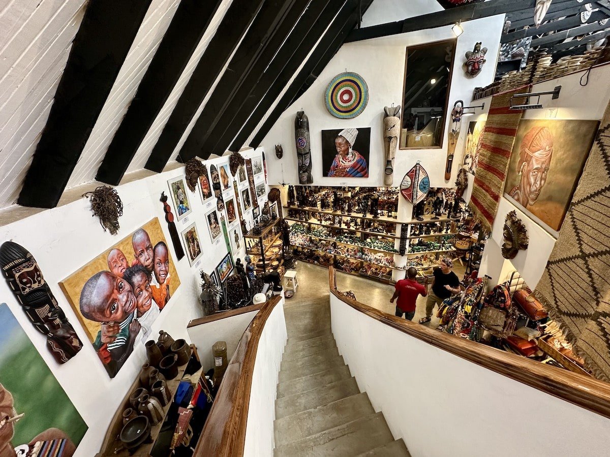 paintings, masks, and tribal art in the Cultural Heritage Gallery & Shops in Arusha, Tanzania